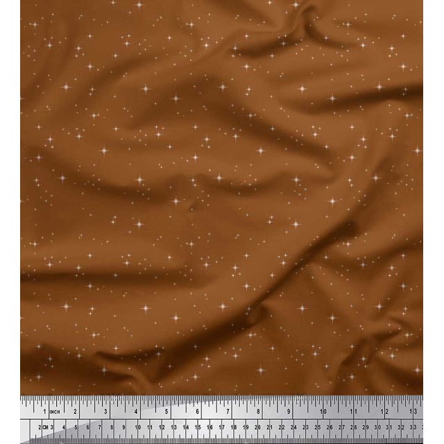 Soimoi Poly Georgette Fabric Stars Shirting Print Fabric by The Yard 52 Inch Wide