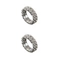 thumbnail image 4 of Maytalsory Bague en Cristal Extensible de Luxe Unique pour Déclaration d'Amour Bague Incrustée à la Mode Argent 2 Rangées 2Ensemble, 4 of 6