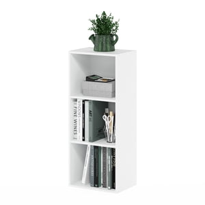 Furinno Luder Étagère du livre, 3-Cube Bibliothèque avec étagères ouvertes, 9.3 x 12 x 31.5, pour le bureau d'intérieur, salon, chambre, blanc