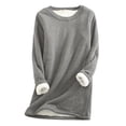thumbnail image 1 of Moxiu Chandails Molletonnés Doublés en Sherpa pour Femmes, Couche de Base Chaude, Col Rond Décontracté, Chandail en Molleton à Enfiler à Manches Longues, Chandail Thermique, Grande Taille, Hauts d'Hiver 2025 en Coton, 1 of 4