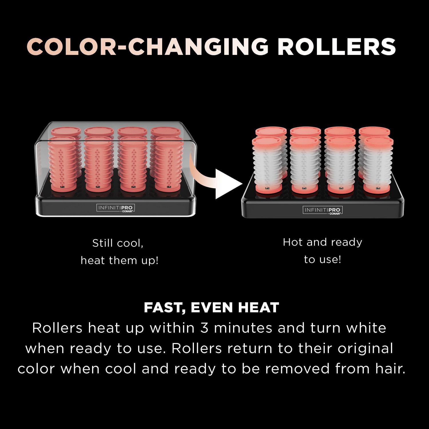 InfinitiPRO par Conair® 8 rouleaux chauffants à changement de couleur