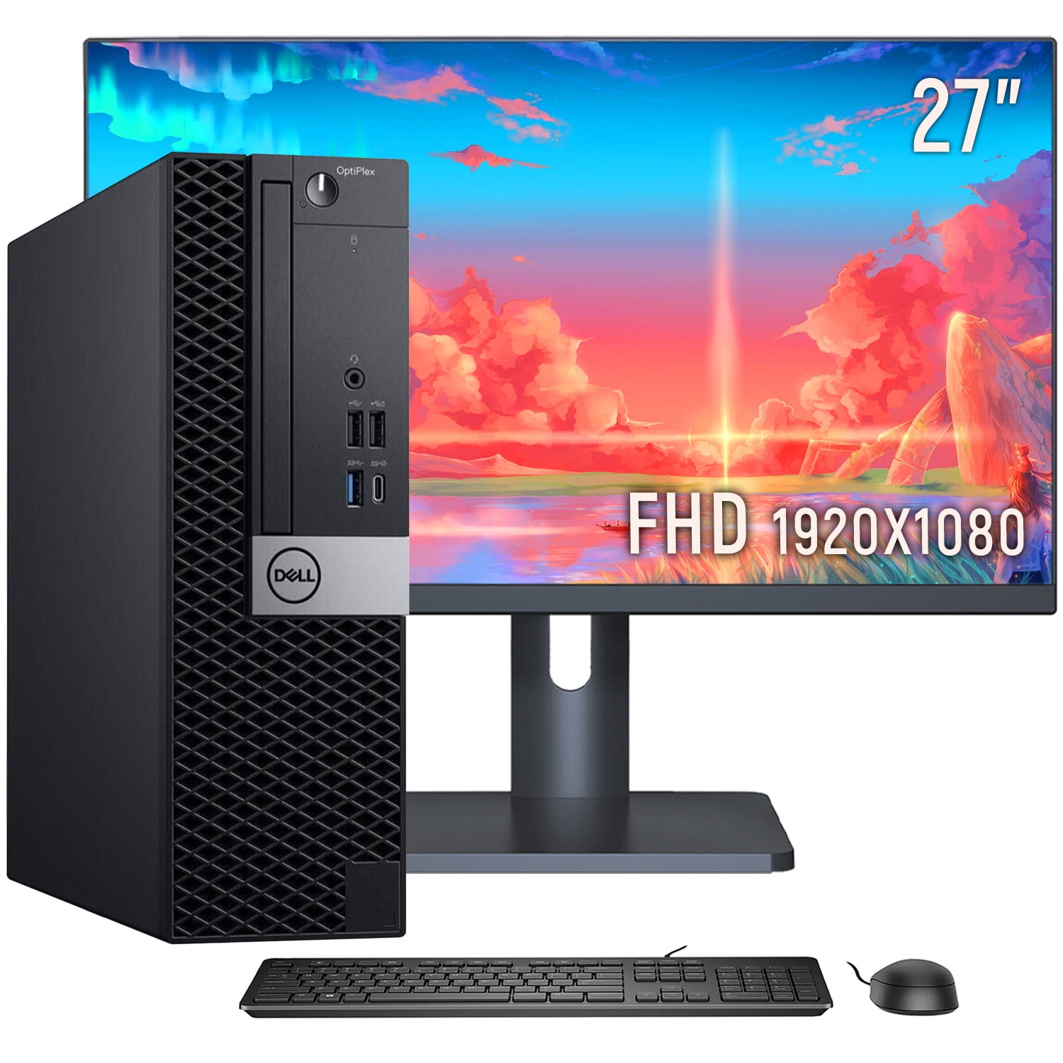 (A Grade) -Dell Optiplex 5060 SFF Computer Desktop PC, Hexa Core i5 Processor Up to 4.1GHz, 32GB RAM, 1TB SSD, WiFi, Bluetooth 4.0, NEW 27 inch LED Monitors, Type C Port, Windows 11 Pro -64 bit