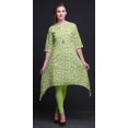 thumbnail image 2 of Bimba Green Ranunculus Floral Women Kurtas Ethnic Printed Asymmetric Summer Wear Tops For Women Large, 2 of 6