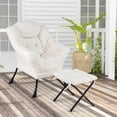 thumbnail image 2 of Costway Fauteuil de Repos Fauteuil d'Appoint de Détente avec Repose-Pieds Pliant et Pochette de Rangement Beige, 2 of 10