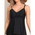 thumbnail image 4 of Charmo Wrapped V Neck Swimsuit Tops for Womens Flowy Tankini Tops Padded Bathing Suit Tops(No Bottoms）, 4 of 4
