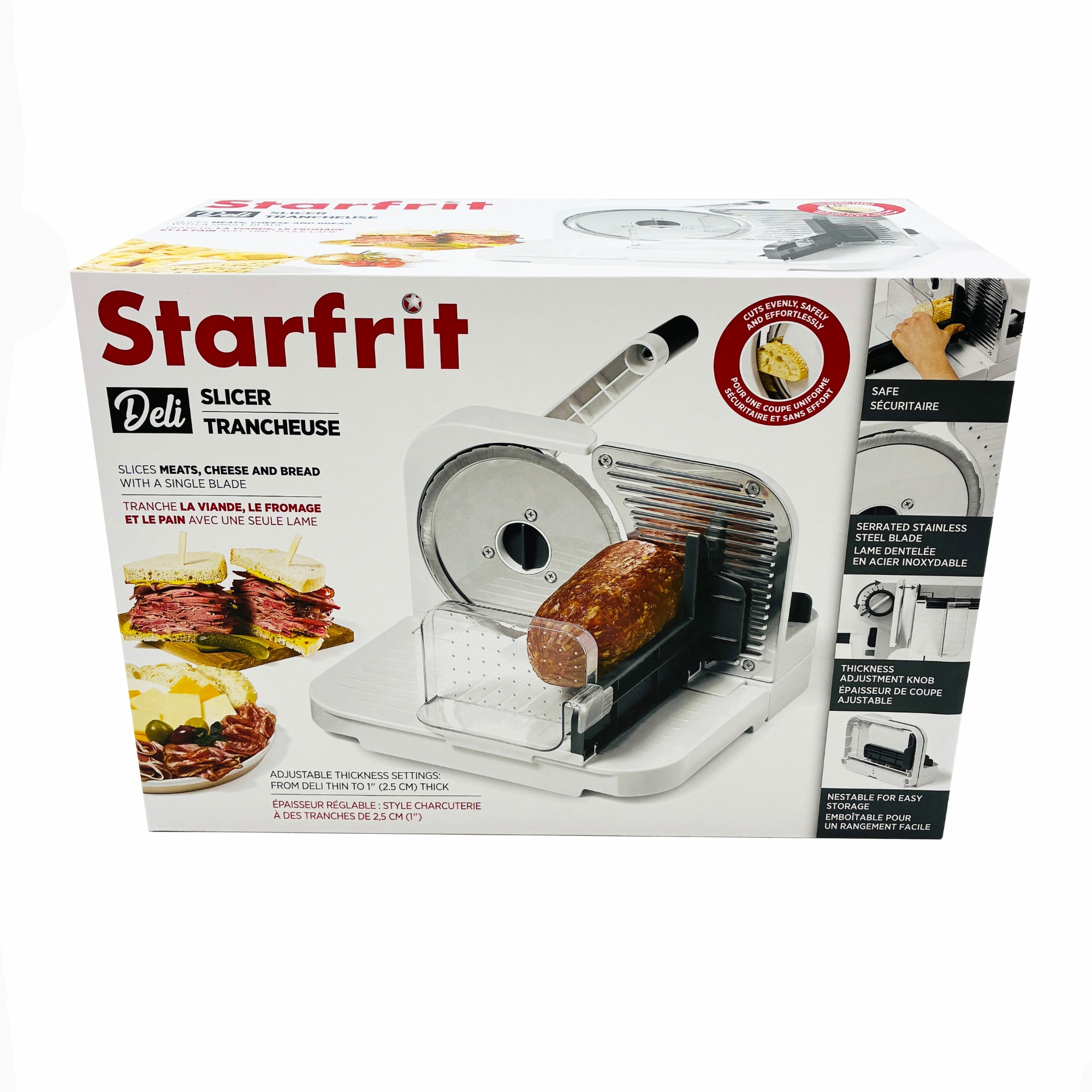 Starfrit Deli Slicer,  Adjustable Food Slicer for Meat, Cheese, Bread and Vegetables