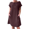 thumbnail image 1 of Robe d'Été à Fleurs pour Femmes Robe à Col Rond pour Femmes à Manches Courtes avec Poches Robe Courte d'Été pour Femmes Robe d'Été à Fleurs pour Femmes Robe à Manches Courtes pour Femmes, 1 of 6