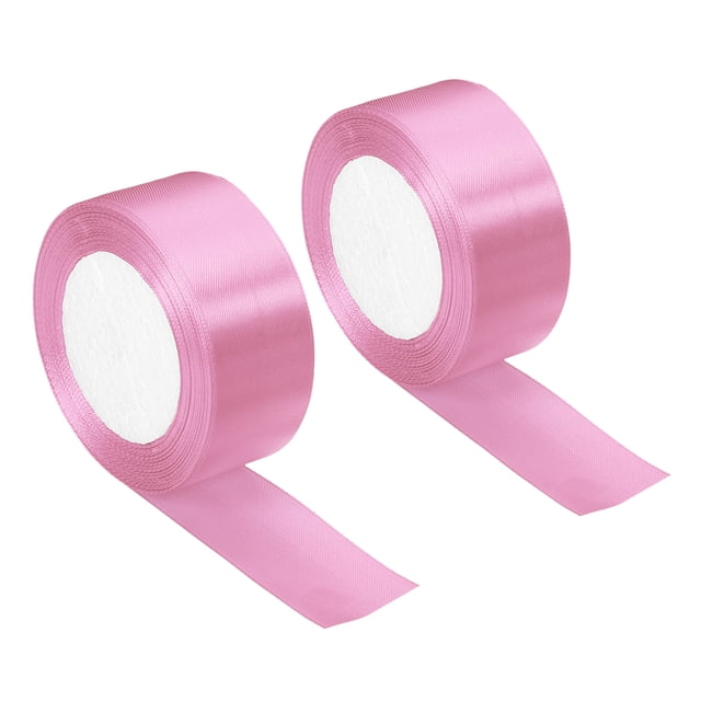 Unique Bargains 1.5 Inch Wide 24 Yards Satin Ribbon, 2 Pack Double Face Solid Crafts Roll for Party Home DIY Wrapping Decoration, Medium Pink