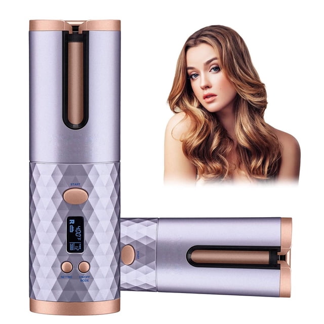 QUTETN Automatic Curling Iron Cordless Hair Curlers with Adjustable Temps & Timers Ceramic Barrel Auto Wave Wand Portable Rotating Curling Wand Hair Styling Tool for Travel