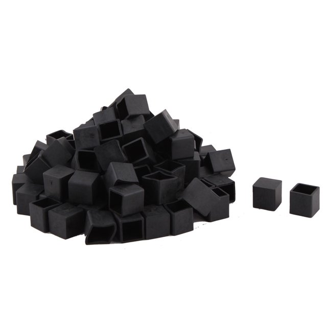 Unique Bargains Rubber Square Shape Furniture Table Leg Foot Cover Cap Black 20mm x 20mm 100 Pcs