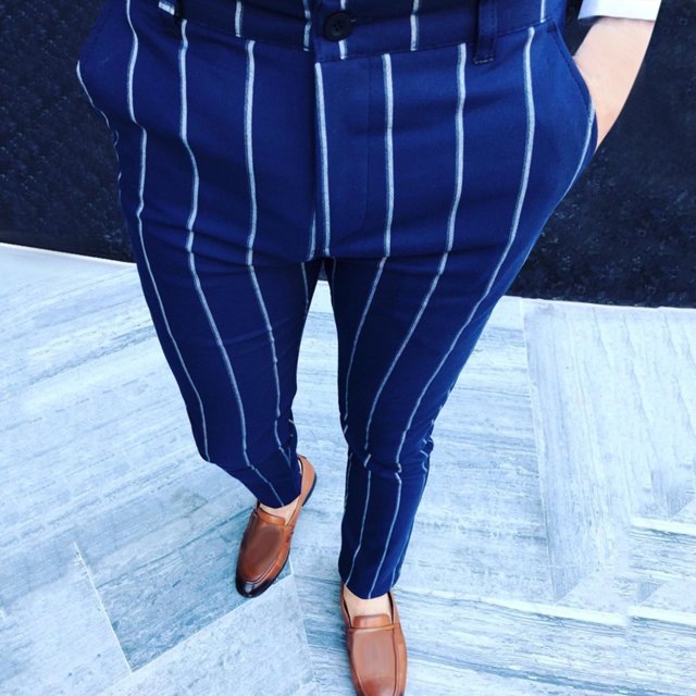 RKSTN Pants for Men Fall Striped Business Straight Pants Loose Trousers Straight Leg Pants