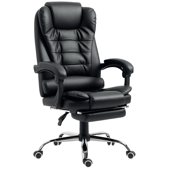 HOMCOM Executive Office Chair PU Leather Reclining Chair with Arms Black