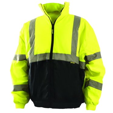 OccuNomix LUX-250-JB-BYXL Veste Bomber Noire, Classe 3, 100 % Polyester ANSI, TG, Jaune