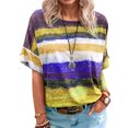 thumbnail image 1 of Innerwin Hauts à Rayures T-Shirt Femme Tenue d'Intérieur Manches Courtes T-Shirt Ample Jaune 4TG, 1 of 8