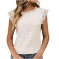 thumbnail image 1 of Timegard Camisole à Oeillets pour Femmes, Manches Courtes en Dentelle, Col Rond, T-Shirt d'Été Chic Décontracté, Tunique Confortable, 1 of 7