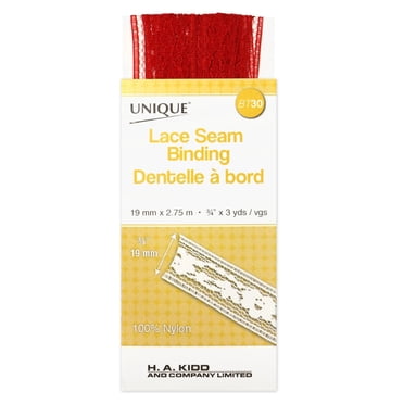 UNIQUE Lace Seam Binding Nylon 18 mm (0.71 in) × 2.75 m (0.71 in × 3.01 yd), Scarlet