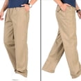 thumbnail image 2 of XZNGL Mens Solid Pure Cotton Elastic Waist Straight Barrel Trousers, 2 of 4