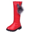 thumbnail image 2 of Bmisegm Chaussures pour Enfants Bottes à Semelle Souple Confortables Bottes Hautes de Mode Bottes de Princesse pour Filles Bottes pour Filles Rouge 2.5, 2 of 9