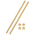 thumbnail image 1 of Uxcell 2 Sets Brass Fully Threaded Rod, M4x0.7mm Pitch Right Hand Threads Studs with Solid Brass Hex Nuts, 120mm/5" Long Threaded Screw Rods Fasteners for Anchors Bolts Hangers Clamps, 1 of 7