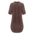 thumbnail image 4 of CHUANK Liquidation Robes d'Été pour Femmes Mode Femmes Grande Taille Uni Coton Lin Col Rabattu Robe-Chemise Ample, 4 of 5
