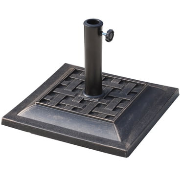Outsunny 20 lbs Resin Patio Umbrella Stand Base Coated Pole Square Market Umbrella parasol Holder Bronze