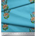 thumbnail image 2 of Soimoi Poly Georgette Fabric Leaves & Floral Block Printed Fabric 1 Yard 52 Inch Wide, 2 of 3