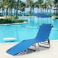 thumbnail image 1 of Gymax Chaise Longue Pliable Réglable pour Extérieur Plage Patio Piscine avec Pare-Soleil, 1 of 10