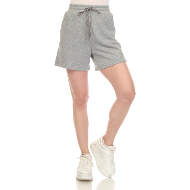White Mark Women's Stretchy High Waist Longline Sweat Shorts