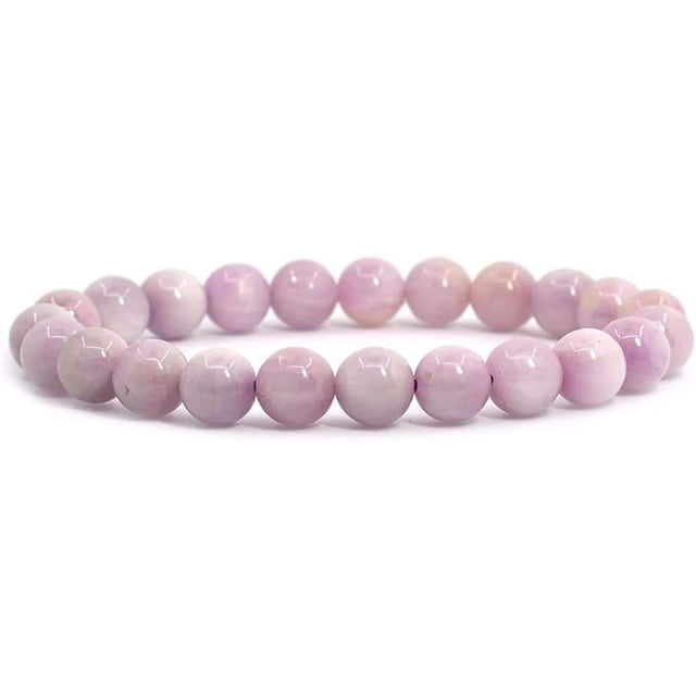 Natural Kunzite Gemstone 8mm Round Beads Stretch Bracelet 7 Inch Unisex