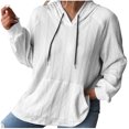 thumbnail image 1 of cfhntfmh Womens Hoodies Fall Fashion 2024 Drawstring Sweatshirts Pullover Long Sleeve Solid Color Fall Outfits, 1 of 6