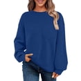 thumbnail image 1 of Chandail en Molleton Ultra Doux Texturé pour Femmes Col Rond Manches Longues Tuniques Blouses avec Poches Confort Décontracté Athlétique Chandail Blouses Tenues Automne Hiver, 1 of 7