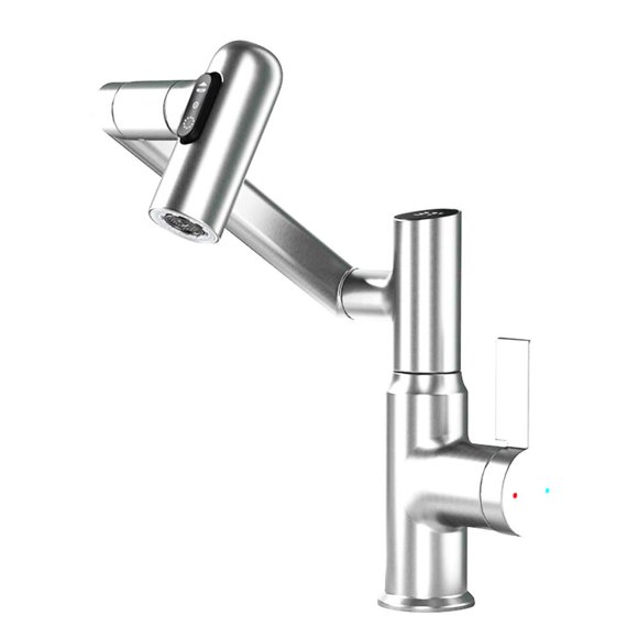 Digital Display Swivel Kitchen Faucet with Pull-Down Sprayer - 360° Rotation Multiple Spray Modes Water-Saving Aerator Easy Installation