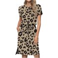 thumbnail image 1 of EGNMCR Robes d'Été Femmes Tendance 2024 Robe Décontractée pour Femme Imprimée à Manches Courtes Col Ras du Cou à Lacets avec Poches, 1 of 6