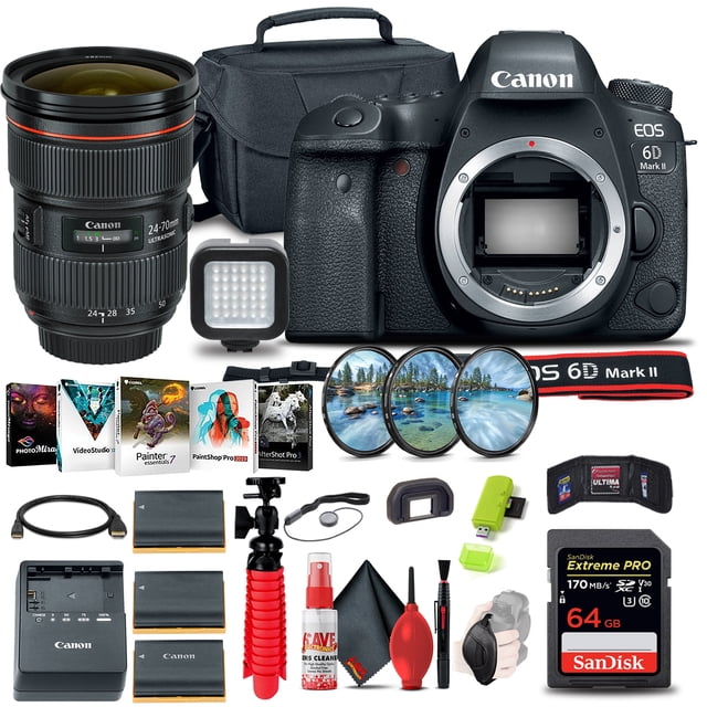 Canon EOS 6D Mark II DSLR Camera (Body Only) (1897C002) + Canon EF 24-70mm Lens(International Model)