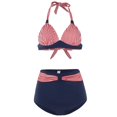 thumbnail image 2 of Womens Two Piece Swimsuits Halter Neck Top High Waisted Bathing Suits Tummy Control Bikini Swimwear, 2 of 4