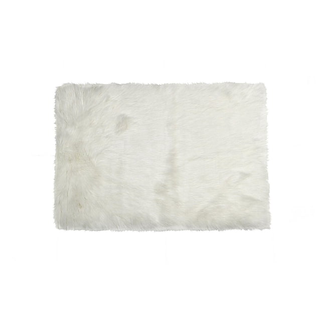 H-LUXE Tapis en Fausse Fourrure Hudson 3'X5' Blanc avec un Velours Pelucheux en Acrylique Luxuriant et un Endos Antidérapant en Microsuède, Tufté à la machine pour la Durabilité, Idéal pour Ajouter Chaleur et Douceur aux Chambres Ou aux Salons, et Souvent Utilisé comme Housse de Siège Confortable Ou Drapé de Banc.