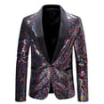 thumbnail image 1 of TIMIFIS Men's Sequin Blazer Fashion Button Lapel Suit Jacket Dinner Prom Performance Costumes Slim Blazer, 1 of 7