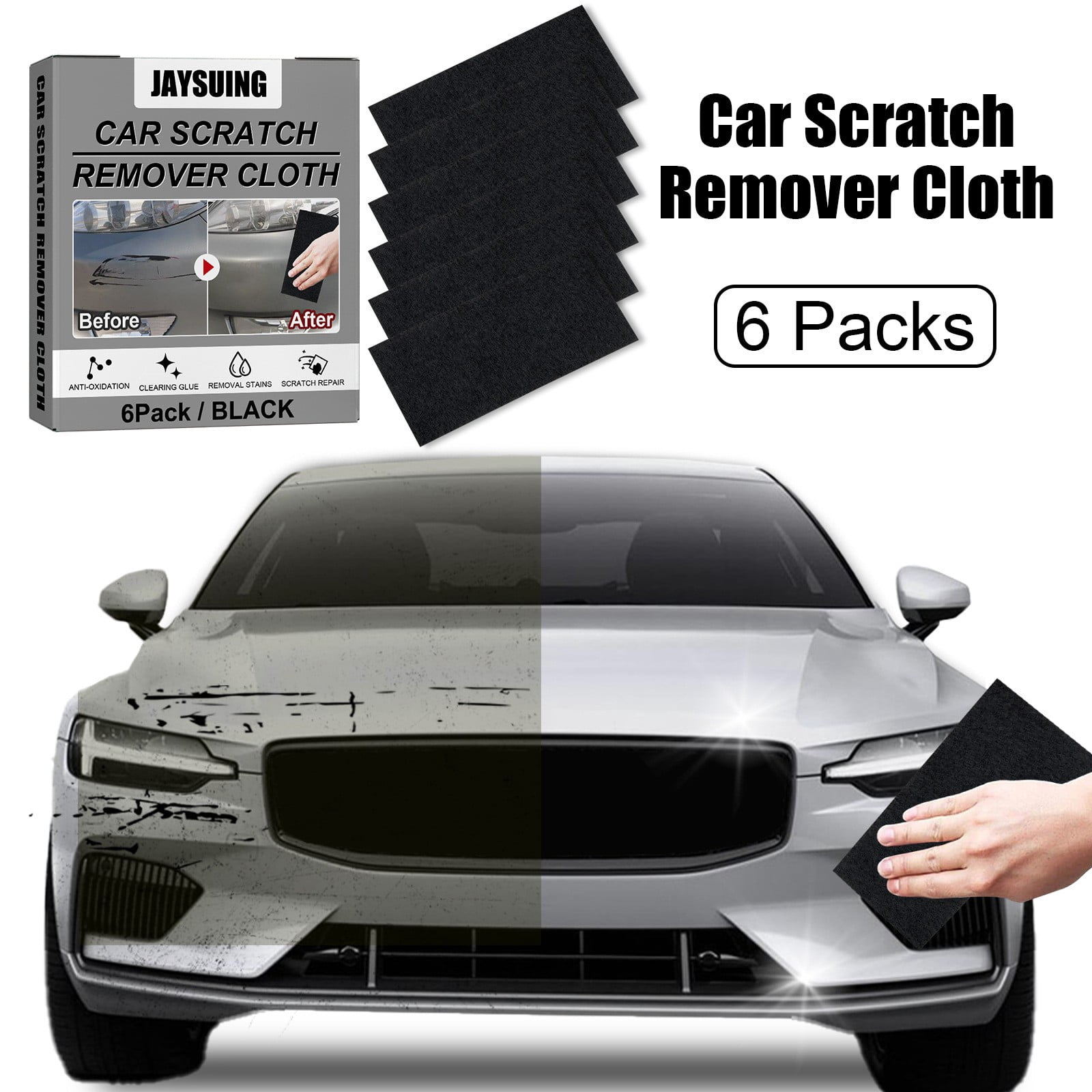 Dvkptbk Cleaning Wipes Car Scratch Wiping Cloth Car Paint Removal Scratch Grinding Repair Polishing Scratch Wiping Cloth 6Pack/Box Cleaning Supplies