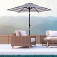 thumbnail image 2 of Outsunny Parasol de Patio, Parasol Extérieur avec 6 Baleines, Rayures Bleues, 2 of 10