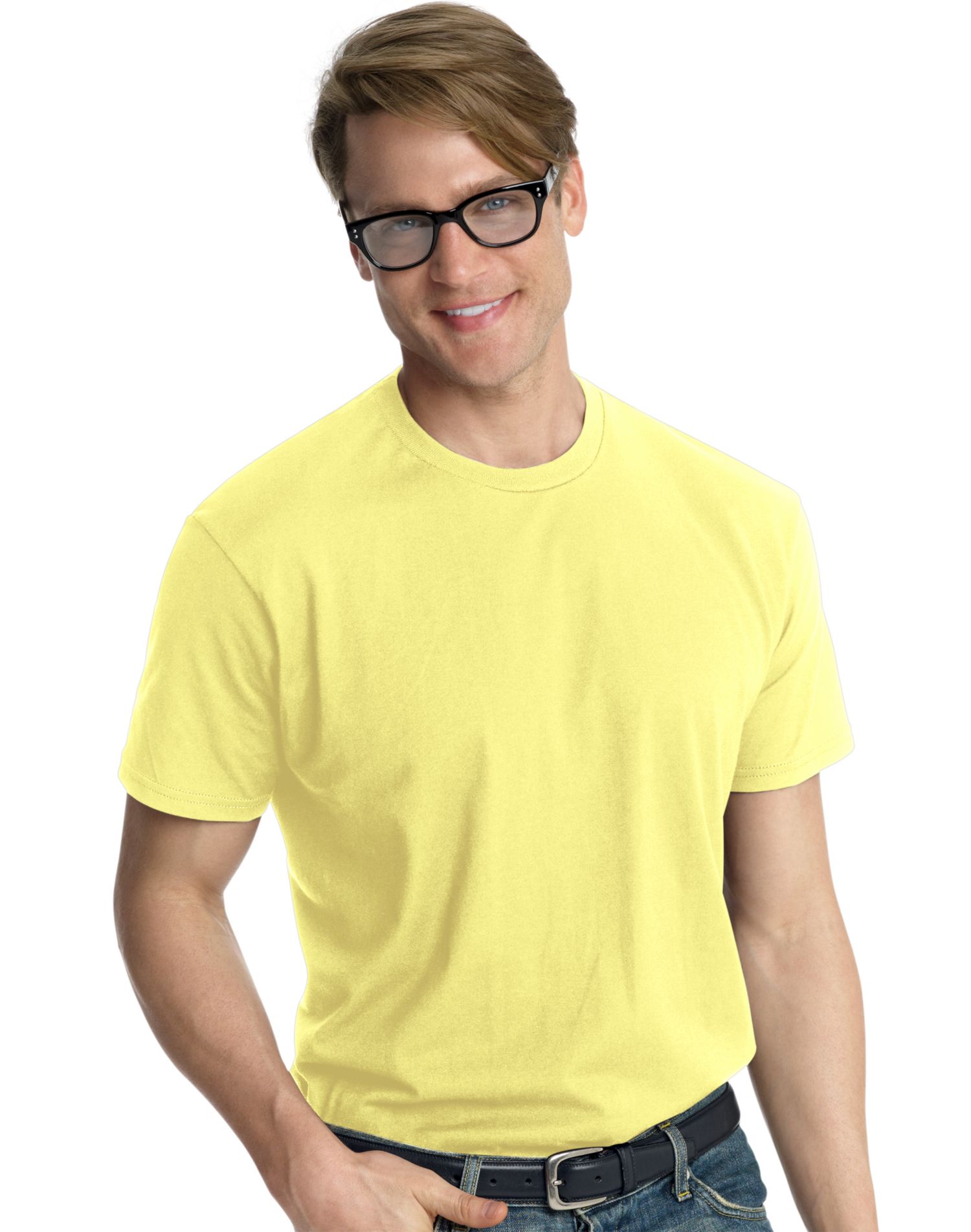 Hanes Nano-T Men`s T-shirt, 3X, Yellow