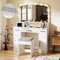 thumbnail image 4 of Costway Vanity Desk Makeup Table with with Stool Large Mirror 3-Color Lights for Bedroom White, 4 of 10