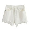 thumbnail image 1 of AherBiu Plus Size Jean Shorts for Women Frayed High Waisted Ripped Jeans Tassels A-Line Denim Shorts, 1 of 5