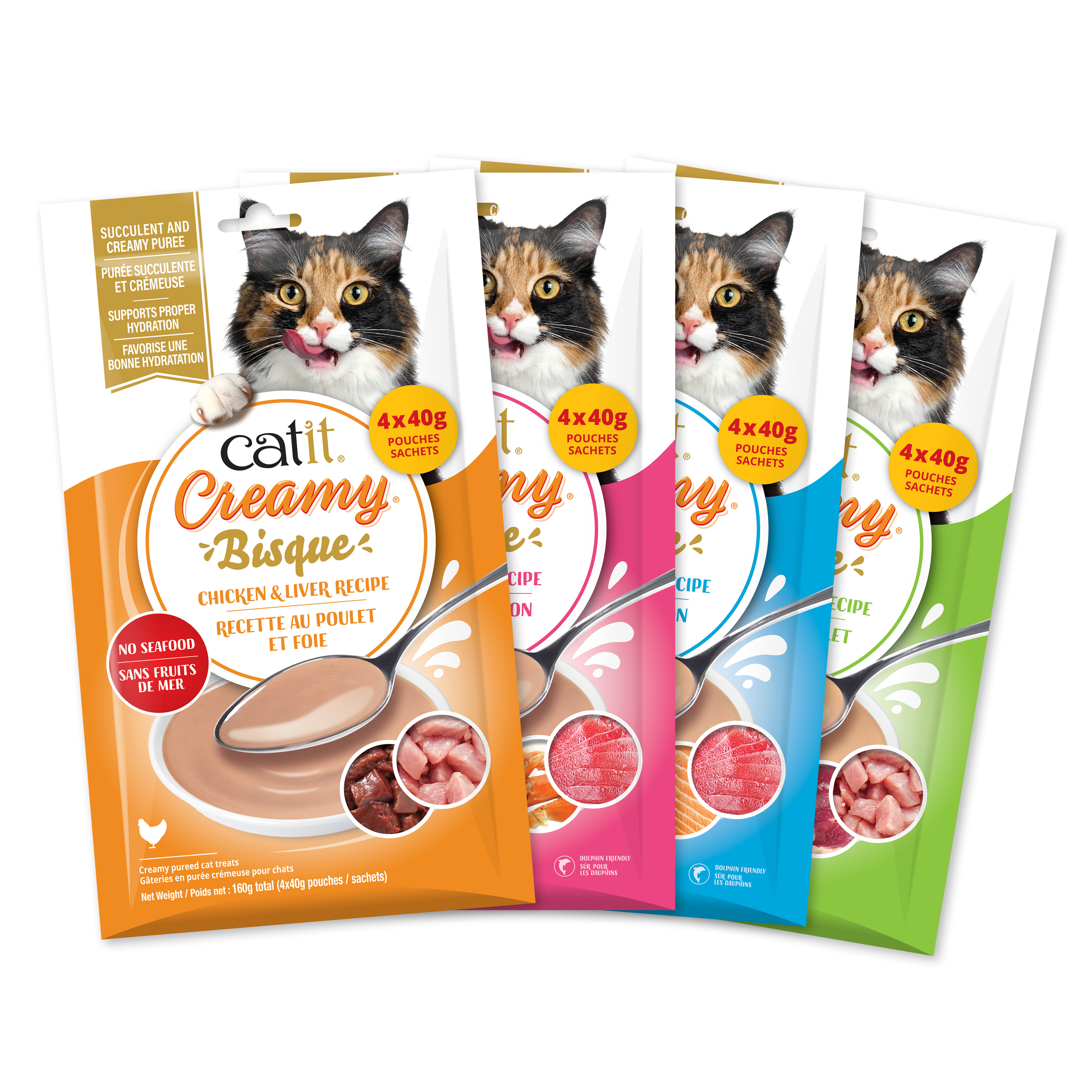 Bisque Catit Creamy au poulet et foie, 4 x 40 G