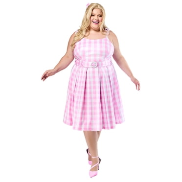 Costume Barbie Robe à Carreaux Roses Perfect Day du Film Barbie pour Adultes par Rubies, pour Femmes