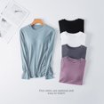 thumbnail image 3 of Coussin de Poitrine Col Rond Manches Longues Chemise de Base Pull-Over Pyjama Femme Vêtements d'Automne Grande Taille Vêtements de Maison, 3 of 4