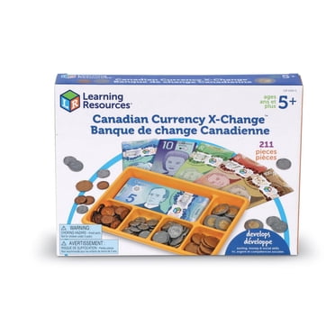 Learning Resources Juego de actividades de moneda canadiense X-Change, Dinero de Juguete, A partir de 5 años
