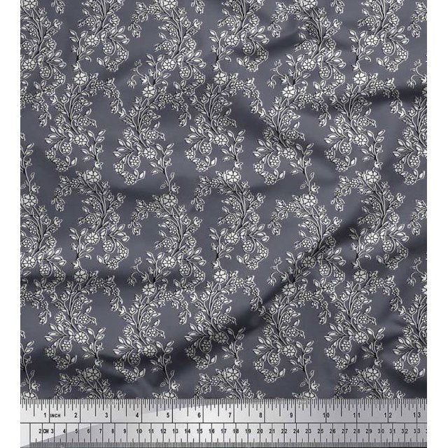 Soimoi Georgette Viscose Fabric Leaves & Floral Block Decor Fabric Printed Yard 42 Inch Wide