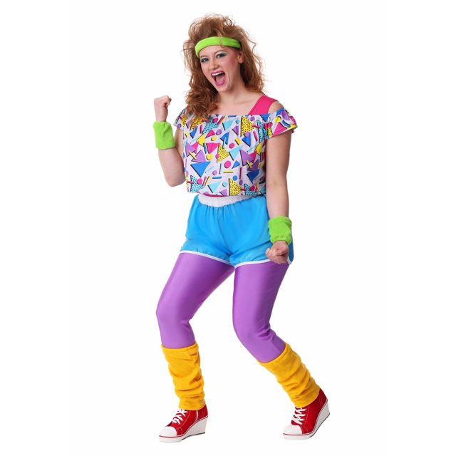 Women's Plus Size Work It Out 80's Costume