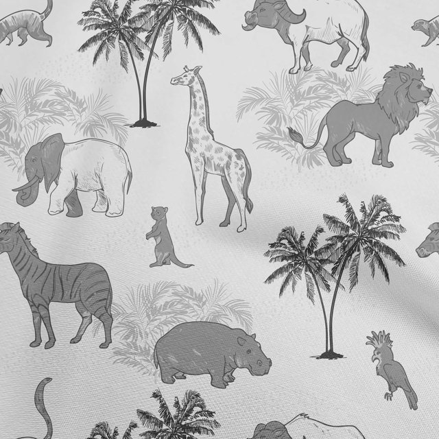 oneOone Viscose Jersey Gray Fabric Tropical Animal Sewing Craft Projects Fabric Prints By Yard 60 Inch Wide