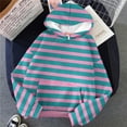 thumbnail image 4 of IMENGL Striped oversized plus size hoodie, Blue M, Size M-5XL, 4 of 4